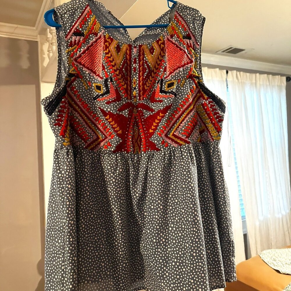 Blue Embroidery Top
